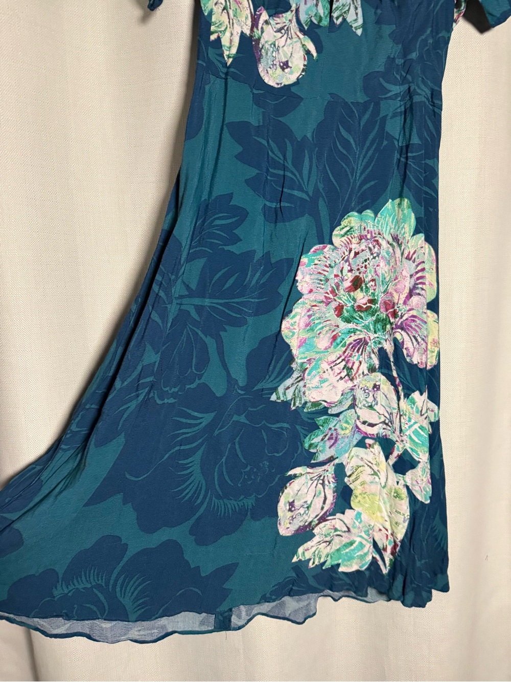 Maeve by Anthropologie Floral Elia Dress in Turquoise Size 2 - Picture 9 of 12